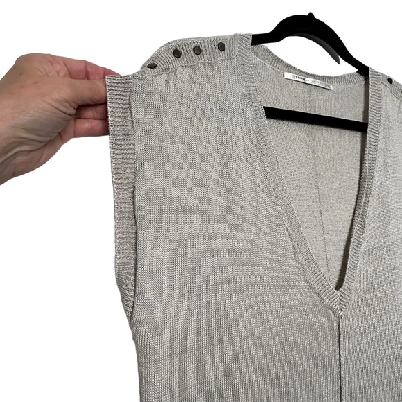 Truly by Part Two 100% nubby Linen Knit V-Neck Sleeveless Tunic Top L - Picture 7 of 14